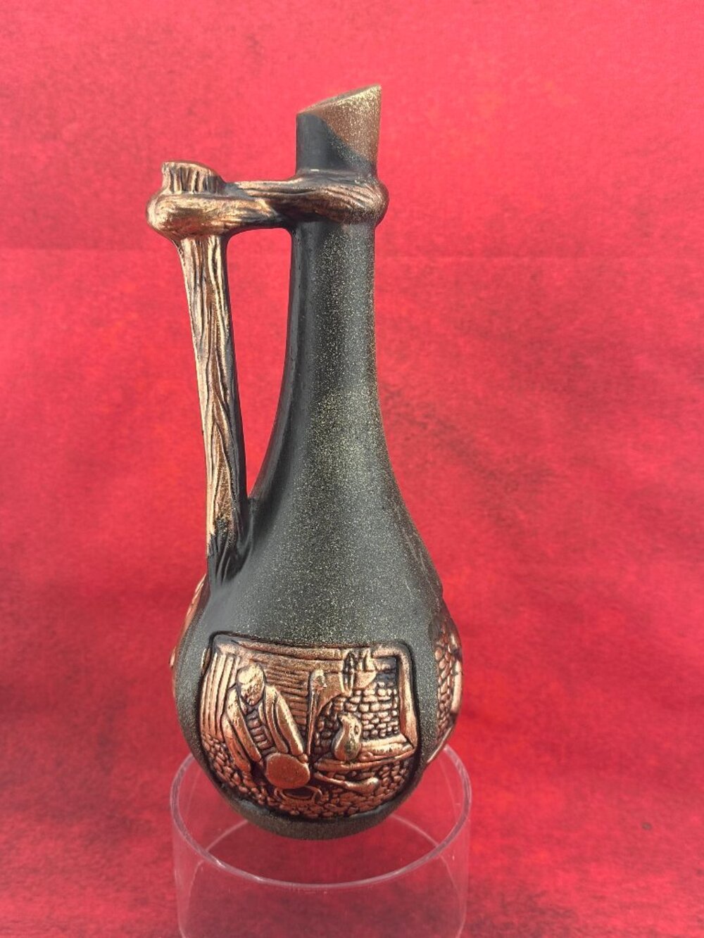 VINTAGE GEORGIAN  CERAMIC CLAY WINE BOOTLE/DECANTER VESSEL HANDCRAFTED, EMPTY